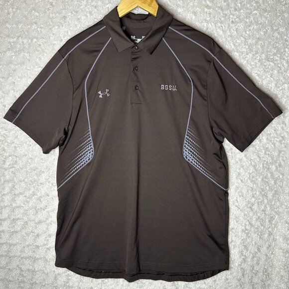 Under Armour BGS Polo‎ Shirt Athletic Training Short Sleeve Brown Size Large - Picture 1 of 6